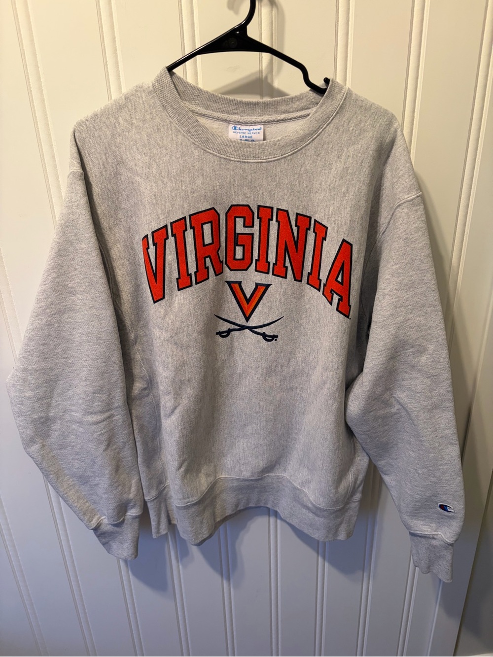 Vintage Champion Reverse Weave University of Virginia UVA Sweatshirt Gray Large